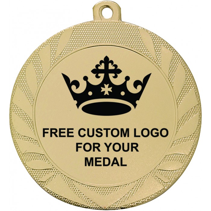 PACK OF 100 BULK BUY 70MM GOLD MEDALS, RIBBON AND CUSTOM LOGO **AMAZING VALUE**